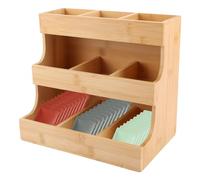 MUXHEL 26 x 17 x 24 cm - Organiseur de sachets de thé en bambou - Boîte à thé en bois avec 9 compartiments de rangement - Porte-sachets de thé en bambou - Rangement vertical pour sachets de thé