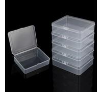 MUXHEL Boîte de rangement transparente en plastique avec couvercle, 50 pièces, petite boîte avec charnières, mini-conteneur de rangement avec fermeture à bouton-pression