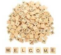 MUXHEL Lot de 1 000 carreaux de Scrabble en bois, lettres majuscules de A-Z, 2,2 x 1,8 x 0,4 cm pour orthographe, jeu de mots croisés, bricolage