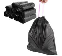 MUXHEL Lot de 200 sacs poubelle de 20 l avec cordon de serrage, 50 x 55 cm, 10 rouleaux de sacs poubelle avec poignée de transport, pour les déchets ménagers et le bureau - Noir