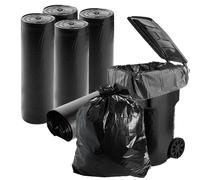 MUXHEL Lot de 50 sacs poubelle de 150 l - 110 x 130 cm - Sacs poubelle - Sacs poubelle - Sacs poubelle extra solides - Pour les déchets ménagers et le bureau - Noir