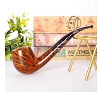 MUXIANG Bruyere AA0390 Pipe à tabac avec filtre 9 mm et tige colorée Doré