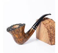 MUXIANG Pipe à tabac briar fait à la main avec Beautiful Art Design ha20349h1L8m (jaune)