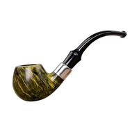 MUXIANG Pipe à tabac en bruyère classique pomme pliée avec anneau en métal AA0452S-3