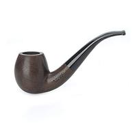 MUXIANG Pipe à tabac entièrement courbée faite à la main en bois d'ébène 9 mm filtres avec 10 nettoyeurs de tuyau, filtre, couteau, grattoir, support (AC0021)