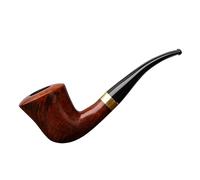MUXIANG Pipe à tabac zoulou en bois de bruyère méditerranéenne avec anneau en métal - Tige courbée - Filtres à charbon de 9 mm - Couleur foncée