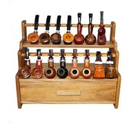 MUXIANG Porte-pipe à tabac fait main en bois de noyer avec grands tiroirs pouvant contenir 15 pipes FA0141