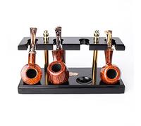 MUXIANG Support rectangulaire en bois pour 5 pipe à tabac - Durable - Fait à la main à partir de bois massif FA0122 (noir)