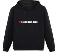 MUXIAOQI Build The Wall Funny Hoody Unisex Ptinted Hoodies Long Sleeve Men's Hooded with Pocket Black M