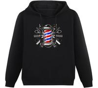 MUXIAOQI Cool Barbers Pole Scissor Hair Clippers Comb - Barber Hoodies Long Sleeve Pullover Loose Hoody Sweatershirt Black XL