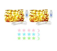 MUXIJIA 2 chaînes lumineuses LED, 30 LED, 3M / 9.84ft, 8 modes, chaîne lumineuse USB, intérieure/extérieure, imperméable, pour chambre à coucher, cour, mariage, Noël, bricolage etc (blanc chaud)