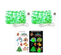 MUXIJIA 2 pièce de guirlandes lumineuses LED, 30LED 3M / 10Ft USB guirlandes lumineuses extérieures/intérieures étanches pour chambre, cour, mariage, Noël, bricolage, etc. (vert)