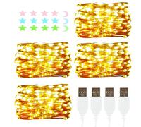 MUXIJIA 4pcs LED Guirlandes lumineuses, 50LED 5M / 16.4Ft Guirlandes USB Extérieur/Intérieur étanches pour chambre, cour, mariage, Noël, bricolage, etc. (blanc chaud)