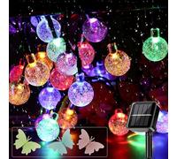 MUXIJIA Guirlandes lumineuses solaires Boule de cristal extérieure étanche 7 m / 50 LED 8 modes Guirlandes lumineuses solaires extérieures pour jardin, patio, balcon, fêtes (coloré)