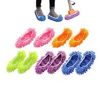 MUXItrade 5 Paire Multifonction Microfibre Poussière Mop Chaussures Chaussons De Nettoyage pour La Maison, 5 Couleurs