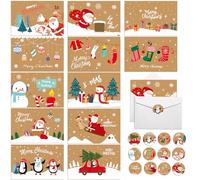 MUXIWOM Carte de Noel avec Enveloppe, 24 Pièces Carte Noel, A6 Cartes de Noel Pliées, Carte Postale Noel, Carte Joyeux Noel, Carte de Voeux Noel pour la famille et les amis, Christmas Cards