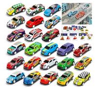 MUXIWOM Voiture Enfant 24 Pièces Petites Voitures Jouets en Métal avec Barrage Routier & Tapis de Jeu 6,8cm Mini Jouet Voiture Bebe Voitire à Friction Cadeau pour Enfant Garçon 2 3 4 5 6 7 8 Ans