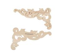 MUXSAM 2pcs Bois Sculpté Decoration Artisanat Non Peint Vintage en Coin pour Meubles Cadre Maison Armoire Porte 19x11x0.8cm/7.48"x4.33"x0.31"(Left+Right)