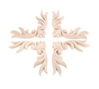 MUXSAM 4Pcs Applique d'angle Décalque de Sculpture Bois Sculpté Coin Non Peint Onlay Cadre pour la Décoration des Meubles des Mur 10x10cm