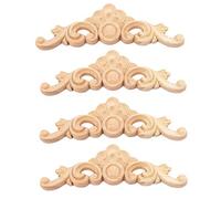 MUXSAM 4pcs Bois Sculpté d'angle Applique en Bois Non Peinte à Décorer des Meubles en Bois Classique 13 * 4cm