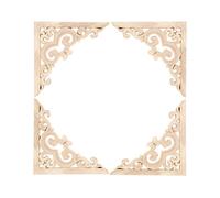 MUXSAM 4pcs Bois Sculpture Vintage Bois Sculpté en Coin Bois Sculpté Applique d'angle Décalque de Porte avec Cadre en Bois sculpté 11 * 11cm