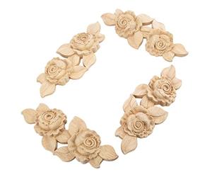MUXSAM Lot de 4 appliques d'angle en bois sculpté pour porte d'armoire Style européen 16,6 x 6,5 cm