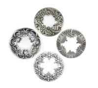 Muxsam Lot De 4 Couvercles de Bougie en Alliage de Zinc, Couvercles Vintage pour 73mm-81mm Bougies Parfumées, Accessoire Aide Les Pots à Bougie à Brûler Uniformément, Or Rose (Argent, Samll)