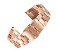MUXUMAO Bracelet de montre à trois perles, 18 mm, 20 mm, 22 mm, 24 mm, en acier inoxydable, boucle déployante, universel(Rose gold,18mm)