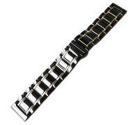 MUXUMAO Bracelet de montre en céramique et acier inoxydable à dégagement rapide, fermoir à pression universel for hommes et femmes de 20 mm/22 mm.(Black gold,22mm)