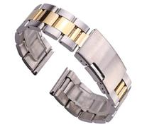 MUXUMAO Bracelet de montre universel à boucle déployante en acier inoxydable, 16/18/20/22/24/26/28/30 mm, for homme, sport et connecté.(Silver-gold,28mm)