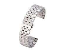 MUXUMAO Bracelet de montre universel en acier inoxydable 10/12/14/16/18/20/22 mm, unisexe, avec boucle à double bouton-poussoir.(Silver,22mm)