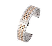 MUXUMAO Bracelet de montre universel en acier inoxydable 10/12/14/16/18/20/22 mm, unisexe, avec boucle à double bouton-poussoir.(Silver rose,16mm)