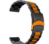 MUXUMAO Bracelet de montre universel en alliage d'aluminium et titane for homme, 20 mm et 22 mm, avec boucle déployante(Black Orange,22mm)