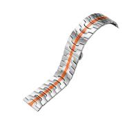 MUXUMAO Bracelet de montre universel for homme en acier inoxydable à dégagement rapide 20 mm/22 mm, conception à double bouton-poussoir, finition brossée.(Silver orange,20mm)