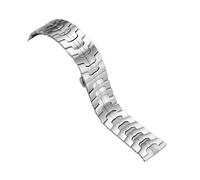 MUXUMAO Bracelet de montre universel for homme en acier inoxydable à dégagement rapide 20 mm/22 mm, conception à double bouton-poussoir, finition brossée.(Silver,20mm)