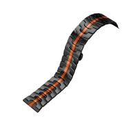 MUXUMAO Bracelet de montre universel for homme en acier inoxydable à dégagement rapide 20 mm/22 mm, conception à double bouton-poussoir, finition brossée.(Black orange,20mm)