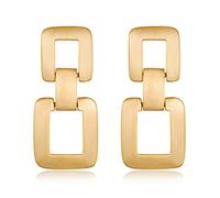 MUYAN Boucles d'oreilles pendantes géométriques dorées et argentées pour femme - Liens brossés - Boucles d'oreilles pendantes carrées - Bijoux tendance, 1.7 inches long and 0.8 inches wide, Laiton