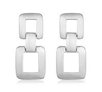 MUYAN Boucles d'oreilles pendantes géométriques dorées et argentées pour femme - Liens brossés - Boucles d'oreilles pendantes carrées - Bijoux tendance, 1.7 inches long and 0.8 inches wide, Laiton