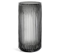 Muyan Vase à Fleurs Moderne en Verre nervuré de 19,1 cm pour décoration de Bureau, Maison, Bureau, Salle à Manger, Salon, Mariage (Gris)