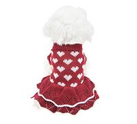 MuYaoPet Pull pour petit chien fille rouge d'hiver chaud pour chien - Robe de Noël - Costume de Saint-Valentin - Teckel Chihuahua Corgi (rouge, L)