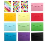 MUYAPAY 103 Pièces, 10 Couleurs 100 Mini Enveloppe Colorées avec 3 Autocollants Colorés, Petite Enveloppe C7, 11.5 x 8 cm Enveloppes pour Cartes Cadeaux, Mariages, Noël et Bricolage