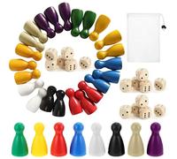 MUYAPAY 160 Pièces Pions de Jeu Société, Jeu de Dames, Petits Chevaux, Cônes D'halma en 8 Couleurs(Rouge, Vert, Jaune, Bleu, Blanc, Noir, Beige, Violet) Bois avec Pochette en Sac Rangement