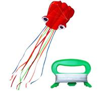 MUYAPAY 2 Pièces Cerf-Volant Pieuvre Cerf Volant Enfant, Rainbow Volant Enfant avec Longue Queue de 100 m pour Garçons et Filles - avec Ficelle et Poignée pour Excursion à la Plage