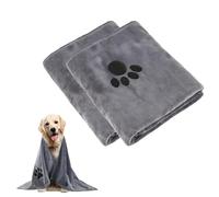 MUYAPAY 2 Pièces Serviette pour Chien Extra Absorbante et Séchage Rapide, Peignoir Chien Accessoires, en Microfibre pour Grands Moyens et Petits Chiens, Chats ou Autres Animaux, Gris (75 x 35 CM)
