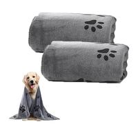 MUYAPAY 2 Pièces Serviette pour Chien Extra Absorbante et Séchage Rapide, Peignoir Chien Accessoires, en Microfibre pour Grands Moyens et Petits Chiens, Chats ou Autres Animaux, Gris (100 x 50 CM)