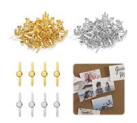 MUYAPAY 200 Pièces Attaches Parisiennes, Mini Brads Pinces à Papier à Tête Ronde en Métal, Clous d'angle à Deux Pattes pour Scrapbooking Clips de Lettres Décorations Artisanales (Or, Argent)