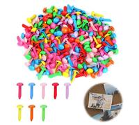 MUYAPAY 200 Pièces Attaches Parisiennes, Mini Brads Pinces à Papier à Tête Ronde en Métal, Clous d'angle à Deux Pattes pour Scrapbooking Clips de Lettres Décorations Artisanales (Couleur)