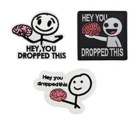 MUYAPAY 3 Pièces Patch“Hey you dropped this”Patch Thermocollant Vetement Ecusson Thermocollant Utilisé Dans Les Sacs à Dos, Les Sacs à Main, Gilets, Uniformes Militaires, Vestes, Jeans