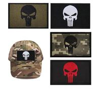 MUYAPAY 4 Patchs Militaires Punisher Broderie Patch Patch Emblème Tactique Badges Appliques Patchs Brodés Cobra Tactical Solutions Punisher Skull, Patch Brodé Vetement,Motif en Crochet et Boucle