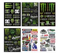 MUYAPAY 6 Pièces Autocollants Casque Moto Cool Qualité Sticker Supérieure Réfléchissant Étanche Sponsor Ensemble Autocollants Sport pour Moto Cross Voiture Casques Skateboards Tout-Terrain